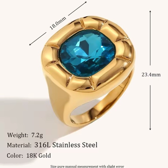 Anthropologie Pink 18K Gold Stainless Steel Waterproof Gemstone Ring - Picture 12 of 15